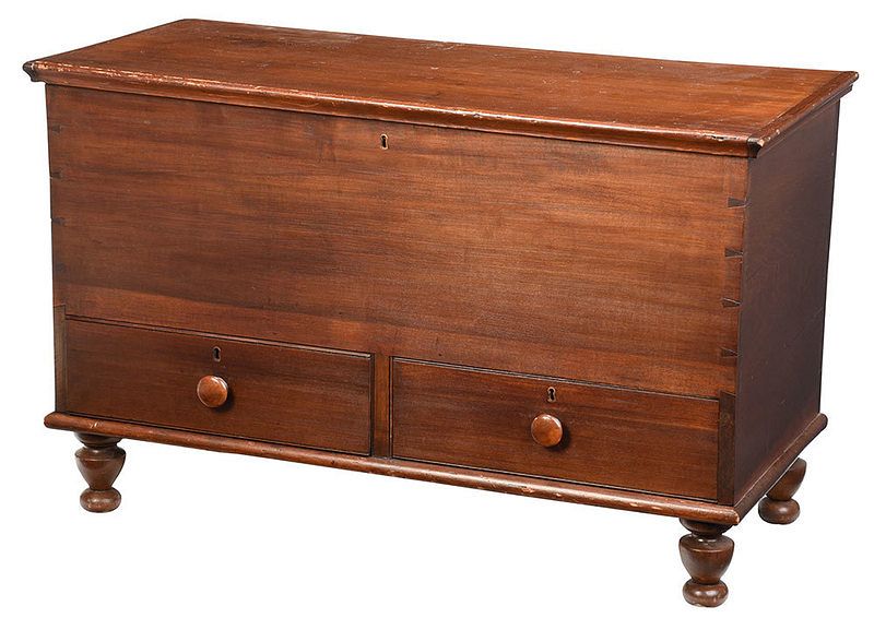 Appraisal: American Poplar Two Drawer Blanket Chest th century dovetailed construction