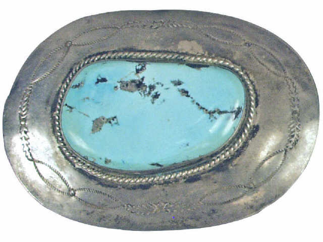 Appraisal: Navajo old pawn oval sand cast and engraved belt buckle