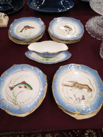 Appraisal: Royal Copenhagen Fish Set plates with aquatic designs diameter and