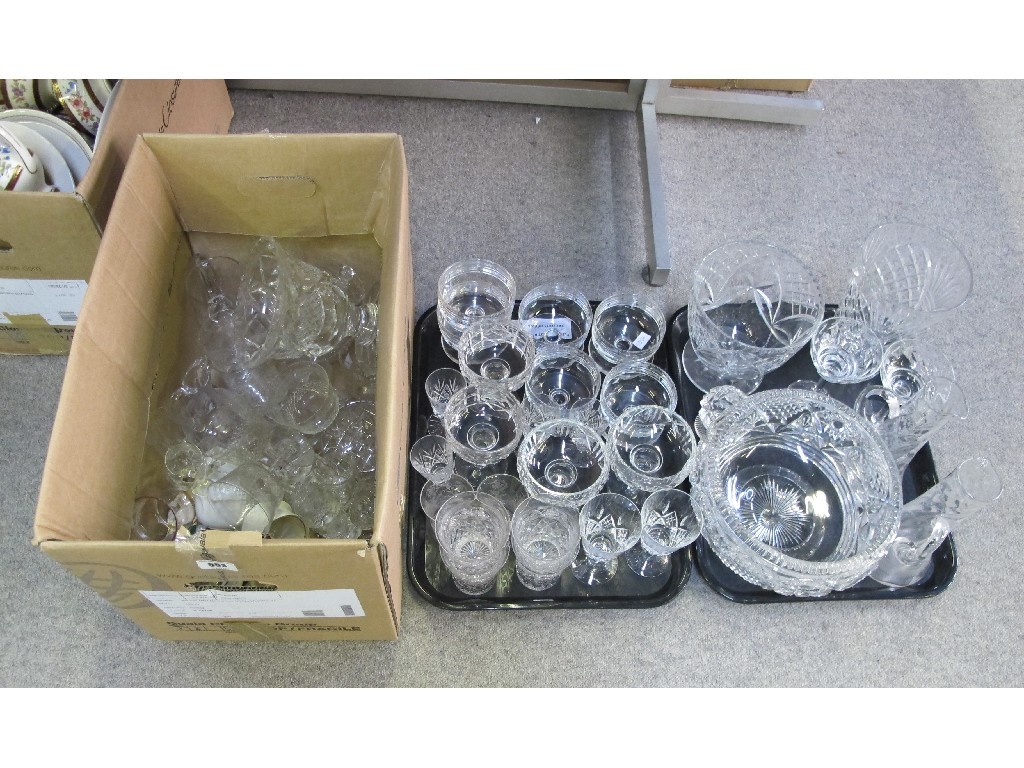 Appraisal: Box and two trays of cut glass and crystal -