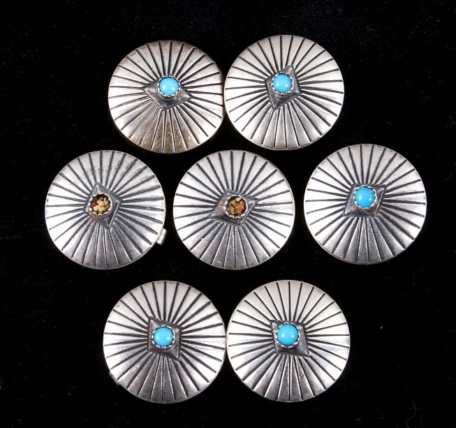 Appraisal: Navajo Sterling Silver Turquoise Button Covers Included in this lot