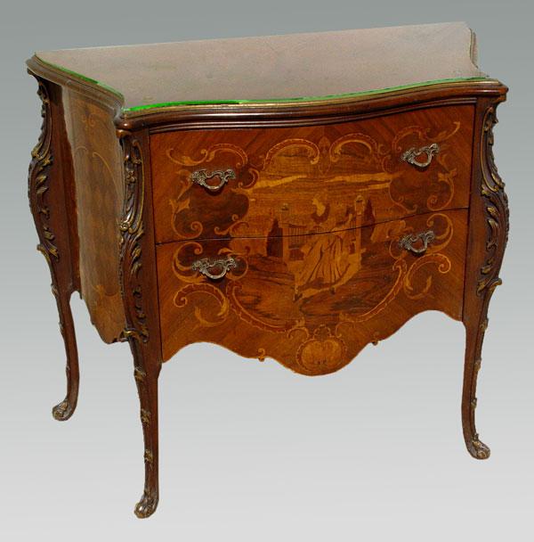 Appraisal: CARVED AND INLAY ITALIAN COMMODE drawer Bombay chest Inlay on