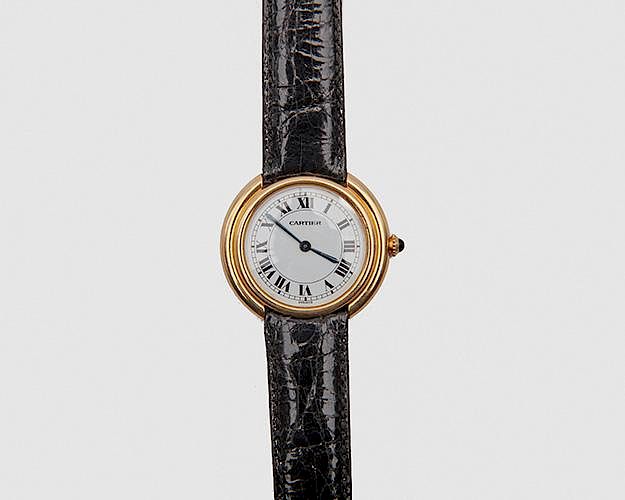 Appraisal: CARTIER K Yellow Gold Wristwatch CARTIER K Yellow Gold Wristwatch