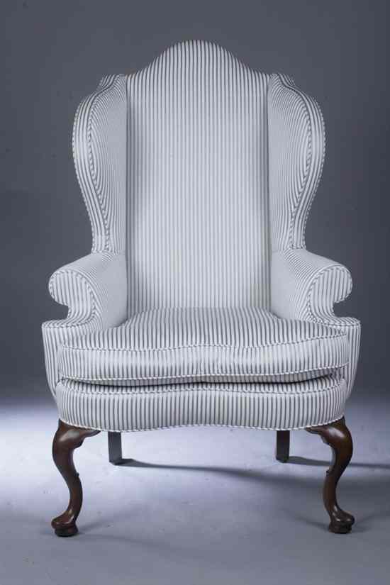 Appraisal: ENGLISH QUEEN ANNE STYLE MAHOGANY WING CHAIR By Kittinger Furniture