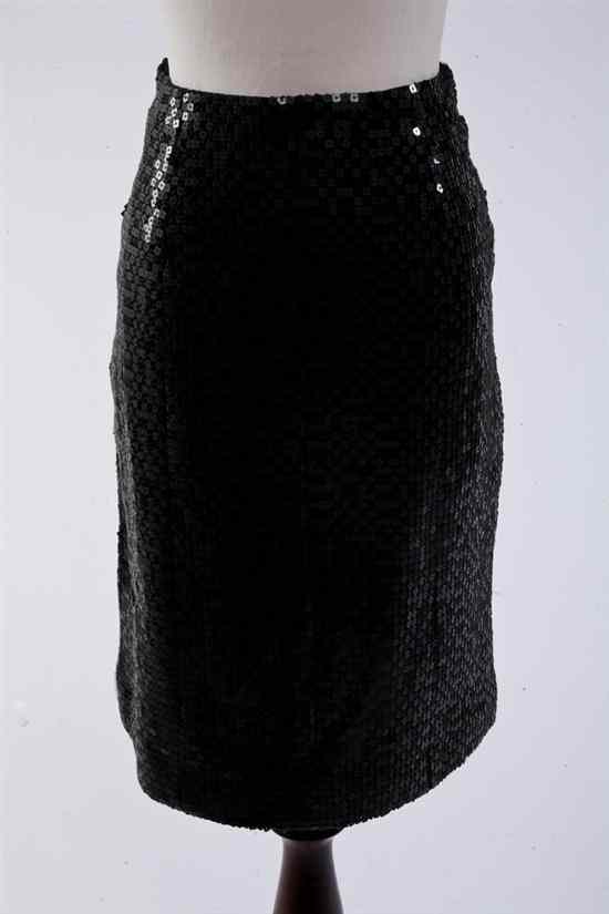 Appraisal: CHANEL BLACK SEQUINED SKIRT fall collection size Front with hidden