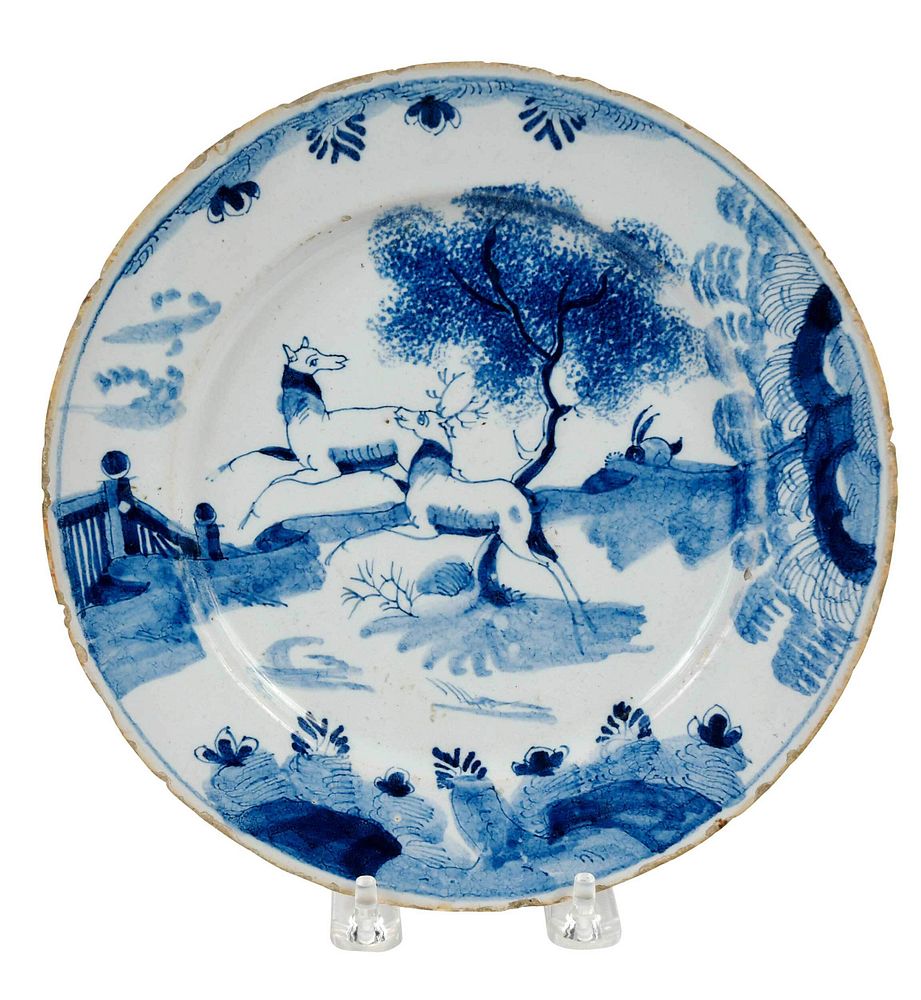 Appraisal: English Delftware Blue and White Plate attributed to Bristol circa