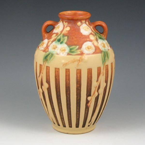 Appraisal: Roseville Cherry Blossom - vase in brown Marked with original