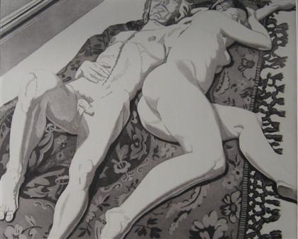 Appraisal: two prints PHILIP PEARLSTEIN american b MALE AND FEMALE NUDE