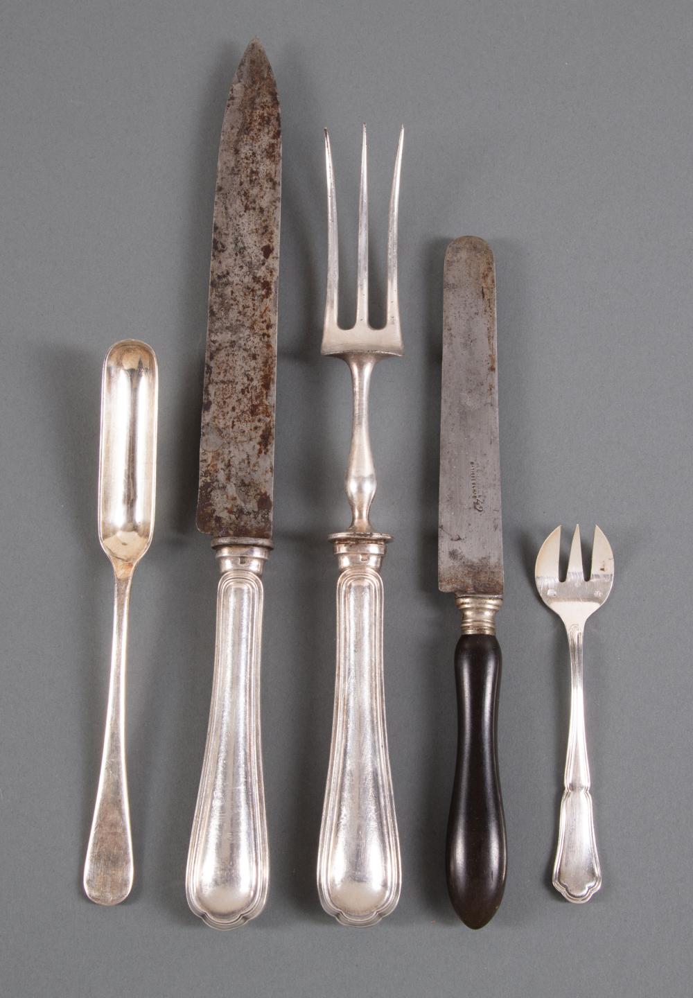 Appraisal: Good Group of Antique French Silverplate Flatware incl carving knife