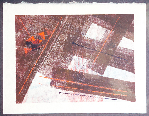 Appraisal: HARRY BERTOIA Monoprint on rice paper abstract with applied paint