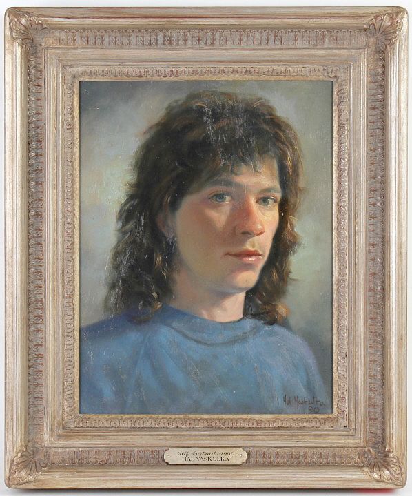 Appraisal: Hal Yaskulka NY Self Portrait Artwork Oil Painting Hal Yaskulka