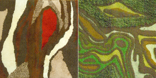 Appraisal: RUGS Two pile rugs of abstract design one red and