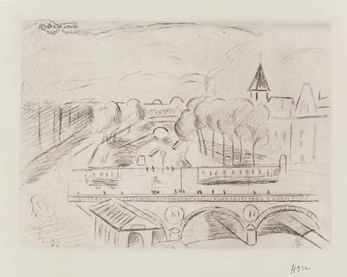 Appraisal: HENRI MATISSE Vue de Paris--Le Pont St Michel Etching x