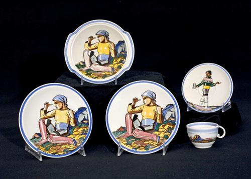 Appraisal: KENT ROCKWELL Ceramic dinnerware from the Salamina series Multi-color transfer