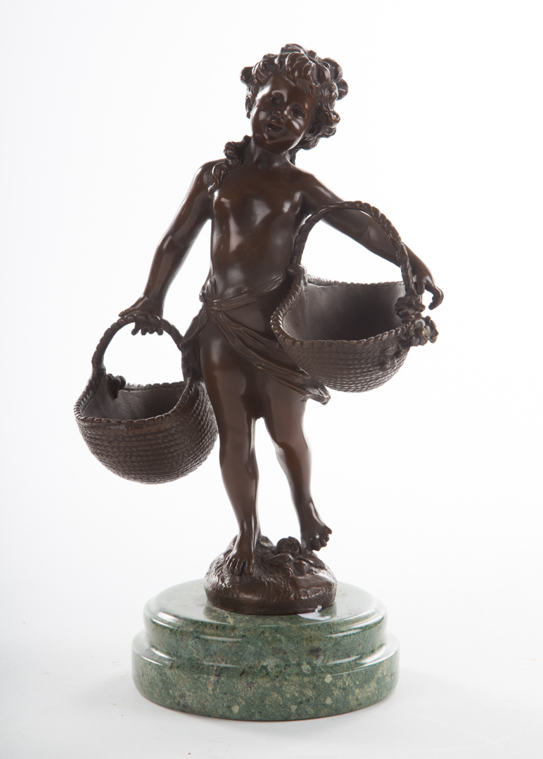 Appraisal: French school bronze figure modeled as young girl carrying two