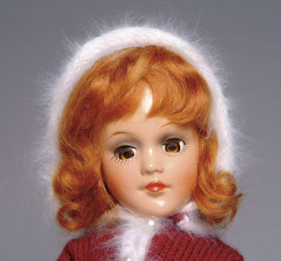 Appraisal: COMPOSTION MARY HOYER IN ORIGINAL BOX Red mohair wig handmade