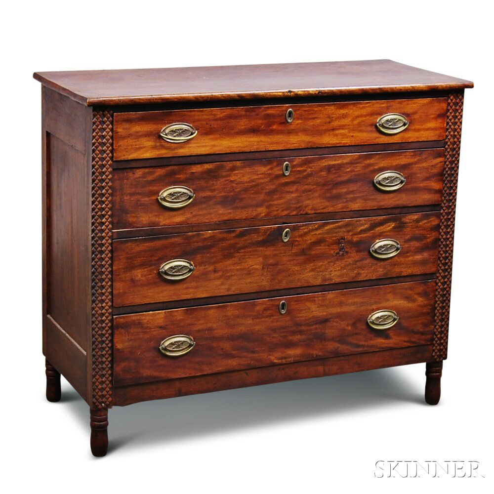 Appraisal: Federal Carved Birch Chest of Drawers New England th century