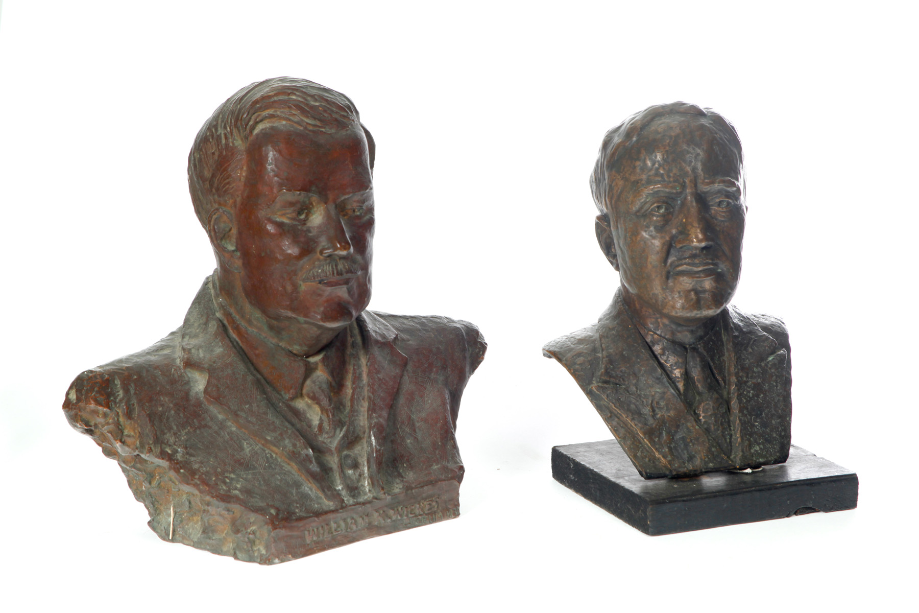 Appraisal: TWO BRONZE BUSTS American mid th century William Wickes One