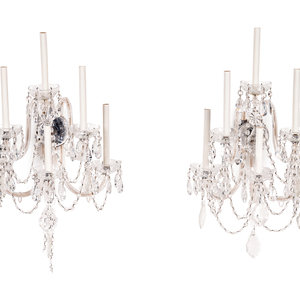 Appraisal: A Pair of Cut Glass Six-Light Sconces th Century wired