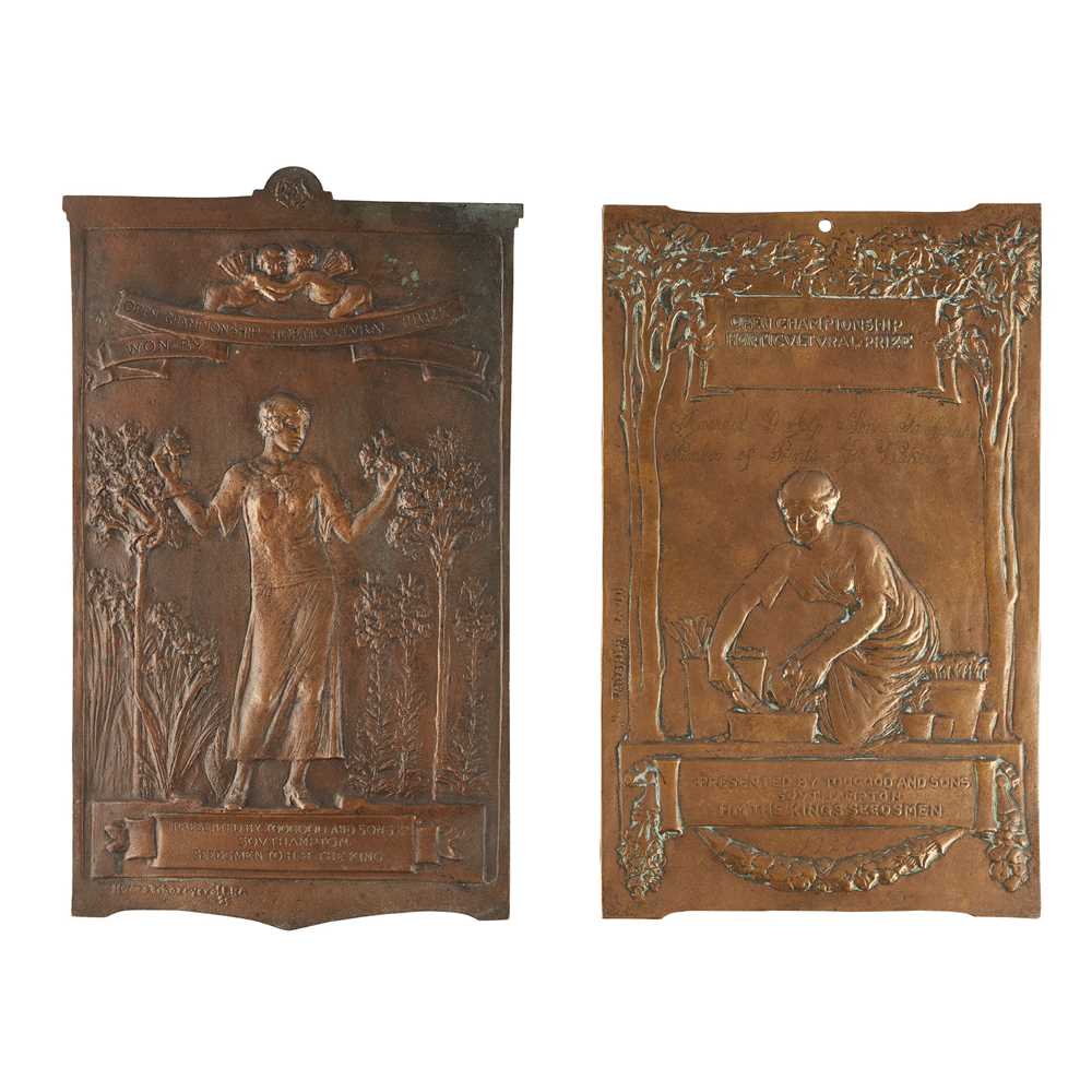 Appraisal: HAMO THORNYCROFT - TWO COMMEMORATIVE PLAQUES patinated bronze cast HAMO