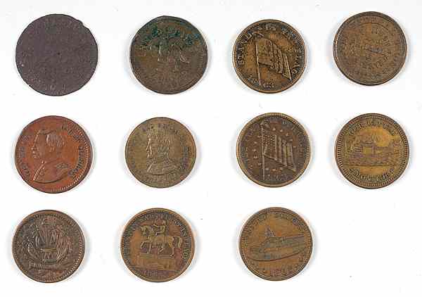 Appraisal: Civil War Sutler Cent Token Plus Patriotic Tokens Lot of