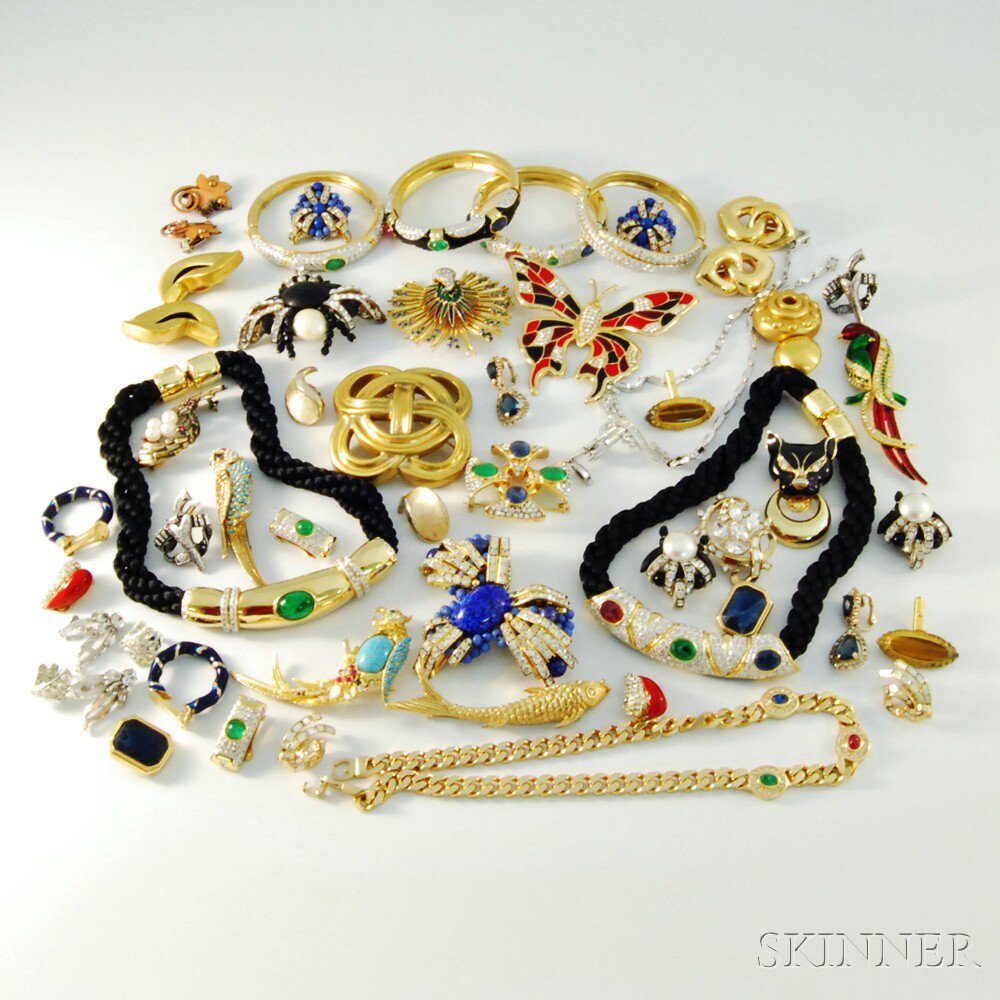 Appraisal: Group of Costume Jewelry including a large enameled butterfly brooch