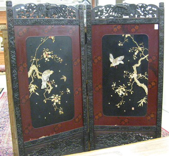 Appraisal: TWO-PANEL FLOOR SCREEN Japanese c Each panel centers a rectangular