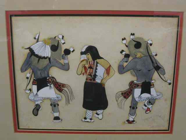 Appraisal: Rafael Medina Watercolor Indian dancers Pueblo Indian '' x ''