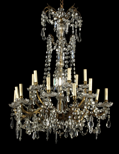 Appraisal: Northern European Gilt-Brass and Cut Glass Tiered Eighteen-Light Chandelier first