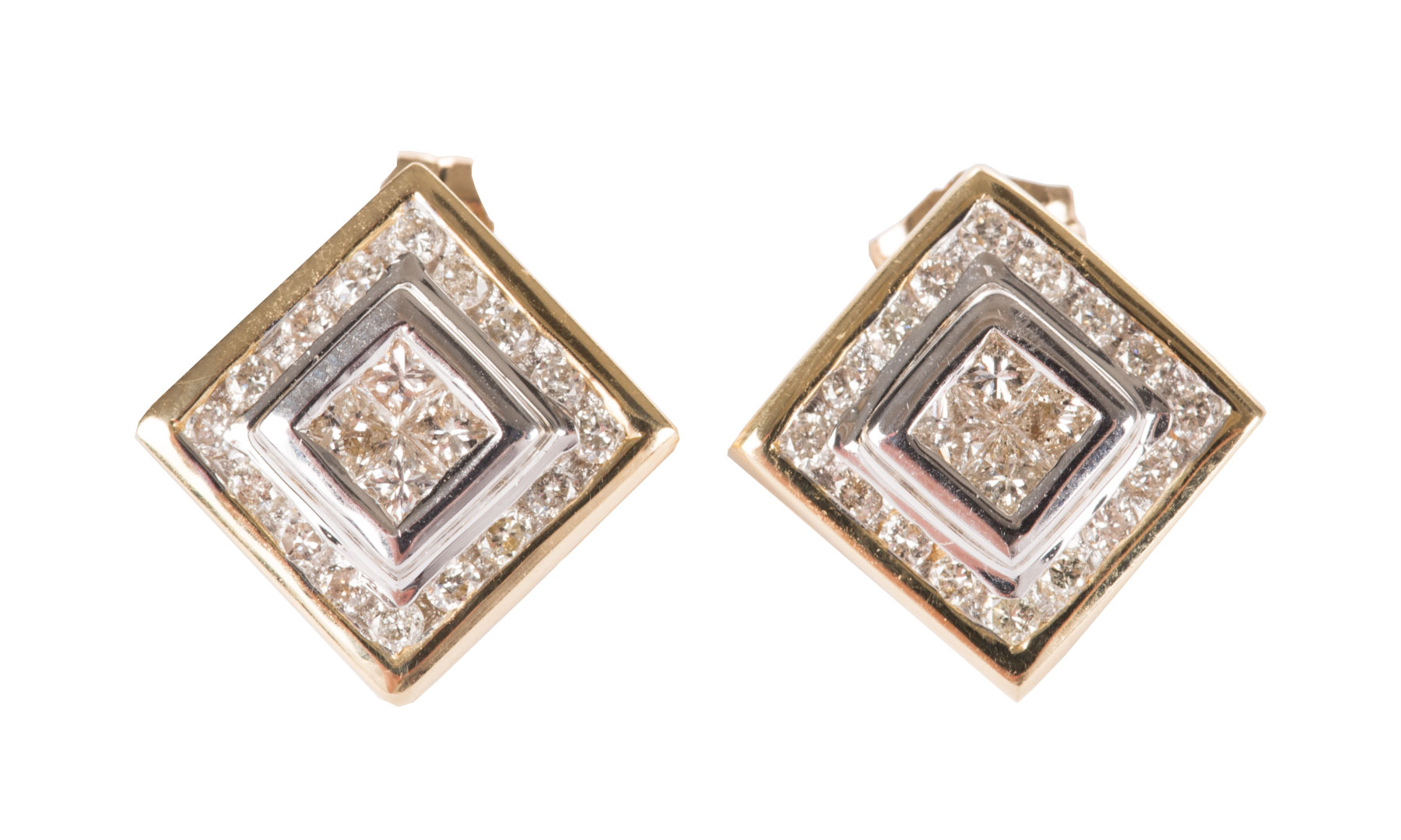 Appraisal: A Pair of Diamond Ear Studs each designed with four