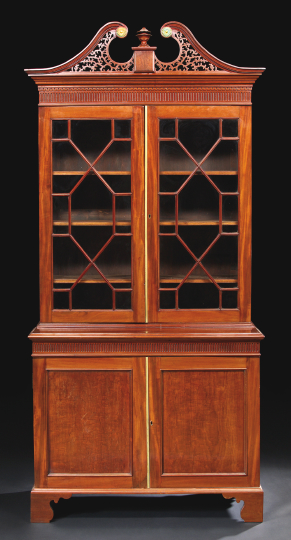 Appraisal: George III-Style Mahogany Bookcase partially composed of antique elements the