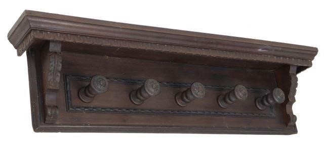 Appraisal: Italian Renaissance Revival wall-mounted hat rack early th c cornice