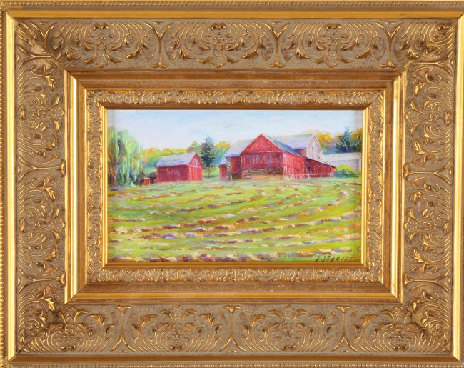 Appraisal: Farm on the Hill oil on canvas board x SLR