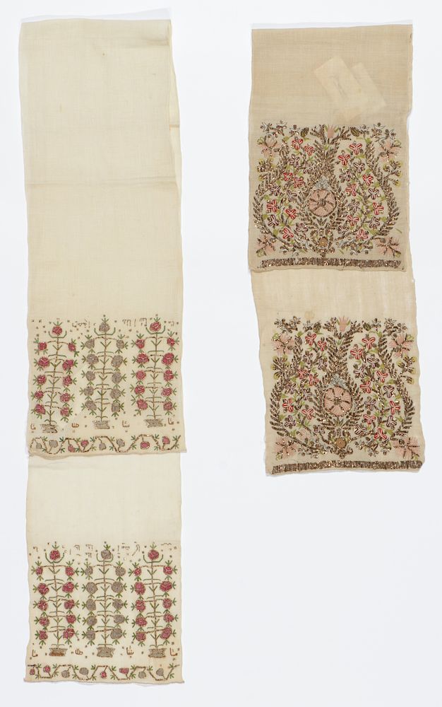 Appraisal: Ottoman Silk Embroidred Linen Towels Antique Ottoman Silk Embroidred Linen