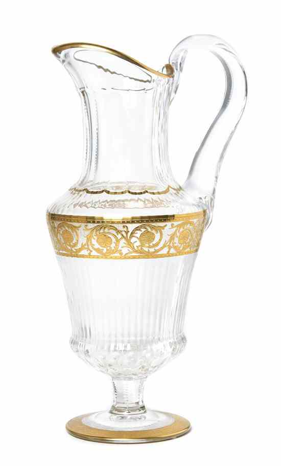 Appraisal: A St Louis Faceted Glass Ewer with an applied handle