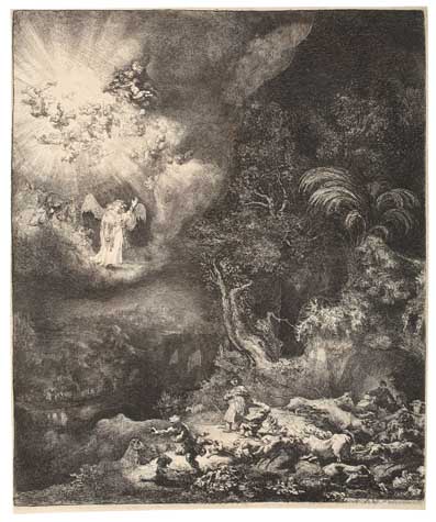 Appraisal: REMBRANDT VAN RIJN The Angel Appearing to the Shepherds Etching