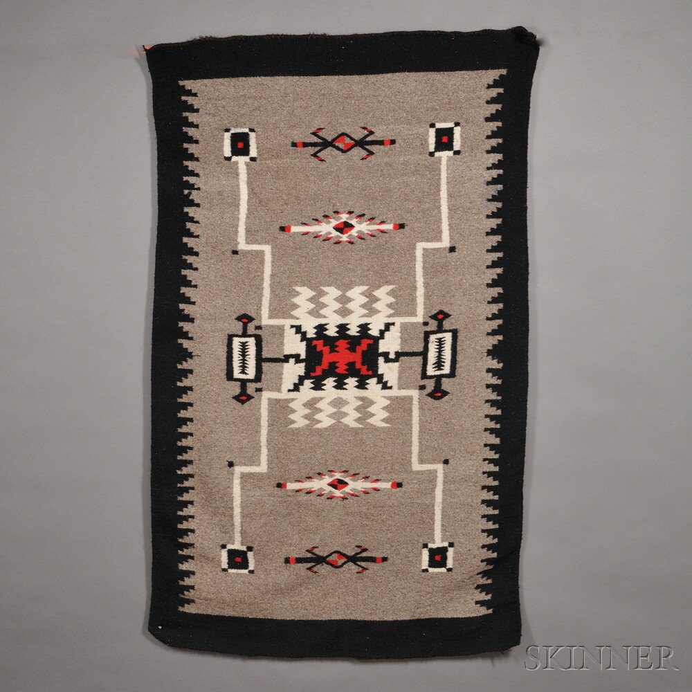 Appraisal: Mexican Made Storm Pattern Rug woven in natural and synthetic