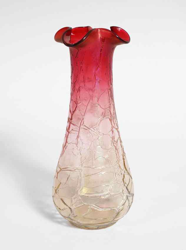 Appraisal: BOHEMIAN CRACKLE RUBINA ART GLASS VASE Possibly Loetz Rosa Mimosa