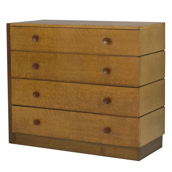 Appraisal: GILBERT ROHDE FOR HERMAN MILLER Four drawer dresser in quilted