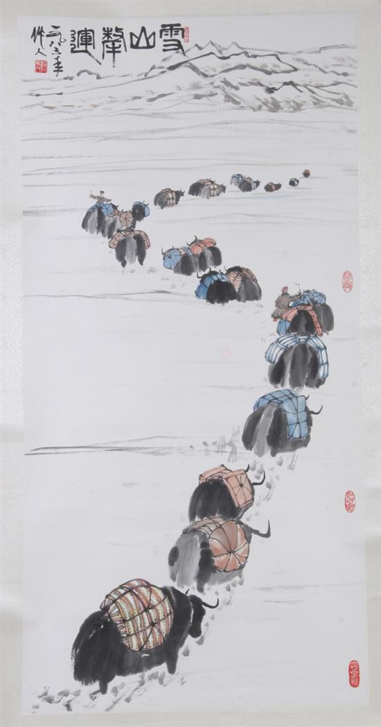 Appraisal: ATTRIBUTED TO WU ZHANG Chinese th century Caravane Ink and