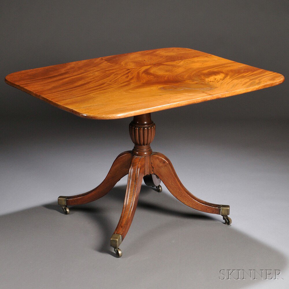 Appraisal: English Empire-style Mahogany Tilt-top Table late th century rectangular top