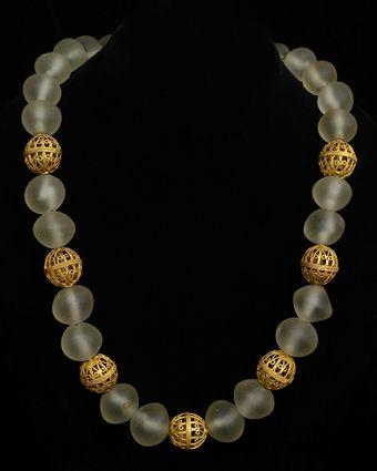 Appraisal: GLASS AND FILIGREE GILT-METAL BEAD NECKLACE in Provenance Property from