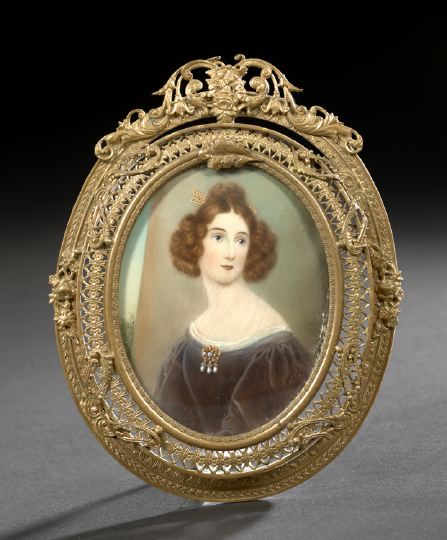 Appraisal: After Josef Karl Stieler German - an oval portrait miniature