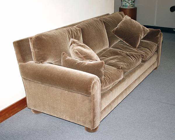 Appraisal: A Contemporary mohair upholstered sofa height in width ft in