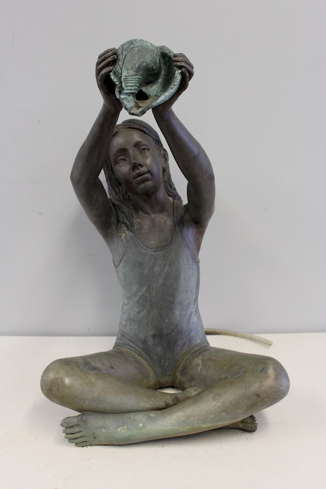 Appraisal: Leonardo Rossi Signed Bronze Figural Fountain Nice big size and