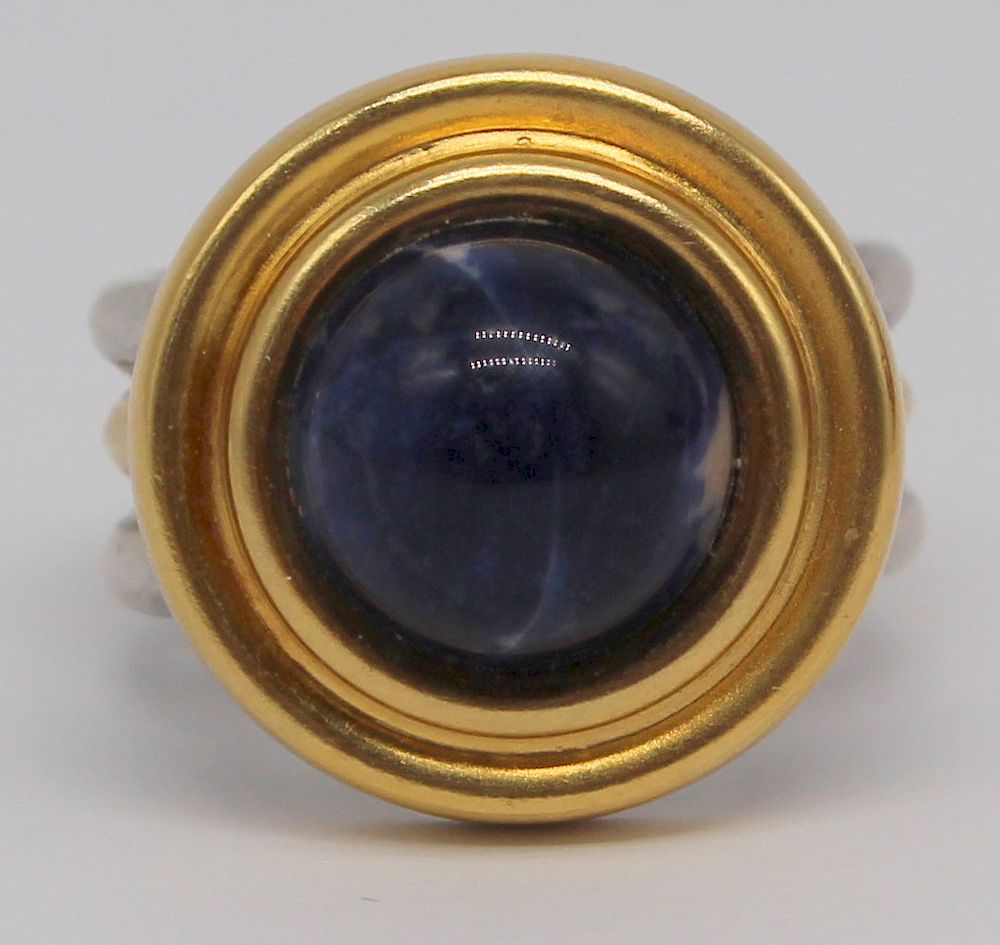 Appraisal: JEWELRY Ilias Lalaounis Sterling Sodalite Ring Ilias Lalaounis sterling and