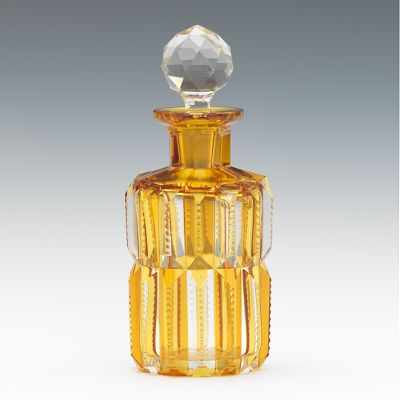 Appraisal: An Austrian Faceted Crystal Perfume Bottle Amber cut to clear