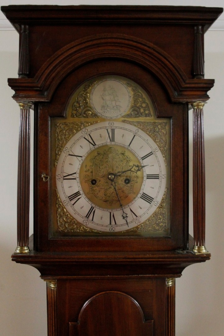 Appraisal: A late thC mahogany eight day longcase clock with later