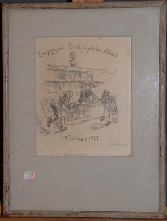 Appraisal: MAX LIEBERMAN GERMAN - Lithograph Leipziger Bibliophilen Abend Februar Pencil