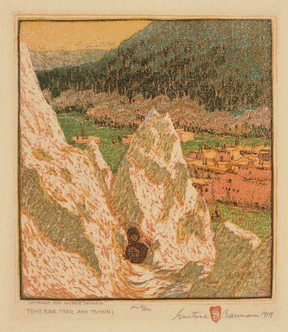 Appraisal: GUSTAVE BAUMAN American German - Tent Rock Trail color woodblock